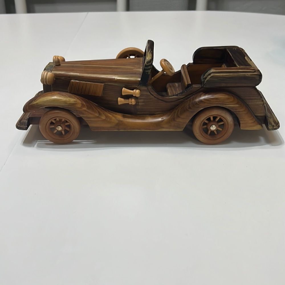 🔥🔥Vintage WOOD Carved Classic Car - approximately 12” Long / 4” tall / 4” wide